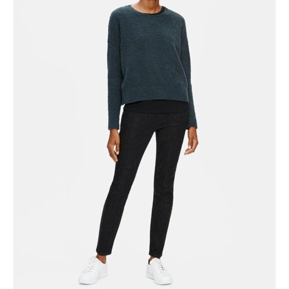 EILEEN FISHER Black Denim Skinny Jeans With Elastic Waistband - Picture 1 of 13